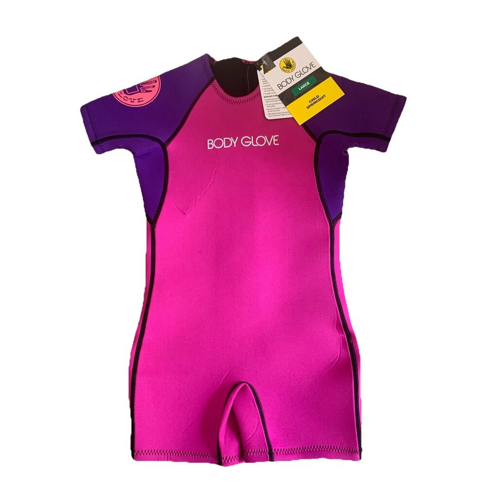 Body Glove Kids L Springsuit Pink Purple Wetsuit 4-6 NWT Surf Swim